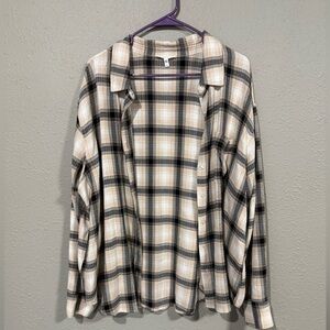 Maurices Black and Cream Plaid Shirt